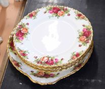 Collection of Royal Albert Country Roses sandwich plates and dish including six plates and a serving