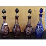 Group of four Bohemian style decanters, with faceted stoppers, tallest 39cm (4)