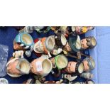 Group of ten small Royal Doulton character jugs including The Falconer, Armada, John Shorter, etc (