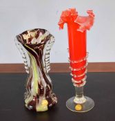 Murano tiger stripe vase and an early Murano specimen vase (2)