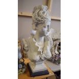 Paris Parian model of a lady on square wooden base