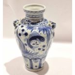 Chinese porcelain vase with provincial style decoration with panels of fish interspersed with floral