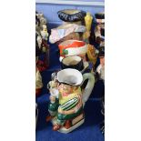 Group of large Royal Doulton and others character jugs including The Gardener by Kevin Francis