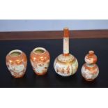 Group of four Kutani porcelain vases