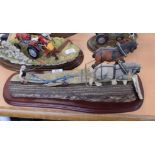 Large model of a ploughing scene with ploughman by Border Fine Arts, the base signed James