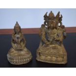 Two Oriental bronzes of Buddhistic deities, largest 20cm high (2)