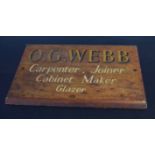Vintage sign "O G Webb, Carpenter, Joiner, Cabinet maker and glazer", 44cm wide
