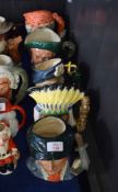 Group of five large Royal Doulton character jugs including Little Mister, North American Indian,