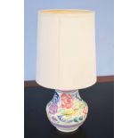 Poole Pottery lamp with floral decoration