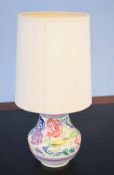 Poole Pottery lamp with floral decoration