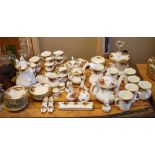 Extensive collection of Royal Albert Old Country Roses china including 11 dinner plates, 12 side