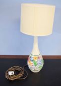 Poole Pottery lamp of baluster form with floral decoration