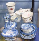 Group of 19th century flow blue miniature wares together with certain Spode wares decorated with