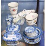 Group of 19th century flow blue miniature wares together with certain Spode wares decorated with