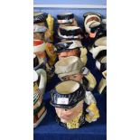 Group of five large Royal Doulton character jugs including Pearly King, The Busker, Beefeater etc (