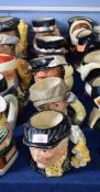 Group of five large Royal Doulton character jugs including Pearly King, The Busker, Beefeater etc (