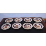 Group of eight Japanese porcelain Imari style plates with pierced rims (8)