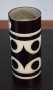 Art glass design black and white vase with "Made in Sweden" sticker