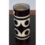 Art glass design black and white vase with "Made in Sweden" sticker