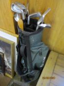 Set of golf clubs in a bag