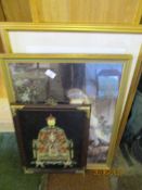 Four pictures, some in gilt frames to include eastern scenes