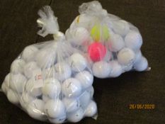 Two bags containing approx 100 golf balls