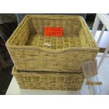 Two modern wicker storage baskets