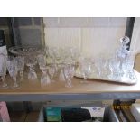 Collection of wine glasses, decanters etc