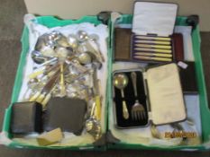 Two boxes of silver plated cutlery (some boxed)