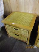 Modern cane and wood framed two drawer chest