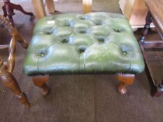 Green faux leather upholstered stool