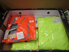 Box containing hi-vis’s by portwest