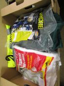 Box containing workwear by Dickies etc