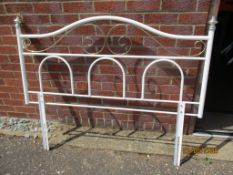 Metal framed white painted double headboard