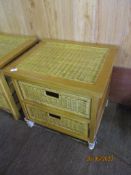 Modern cane and wood framed two drawer chest