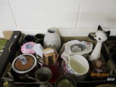 BOX CONTAINING ICE PAIL, CAT ORNAMENT, VARIOUS OTHER DECORATIVE WARES ETC