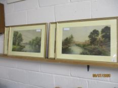 SET OF FOUR LARGE COLOURED PRINTS DEPICTING RIVER SCENES