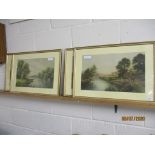 SET OF FOUR LARGE COLOURED PRINTS DEPICTING RIVER SCENES