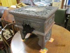 BLACK FOREST STYLE HEAVILY CARVED DARK WORK BOX, LENGTH APPROX 51CM