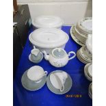 ROYAL GRAFTON “MELROSE” PART TEA SERVICE AND TWO LARGE OVAL COVERED WHITE TUREENS