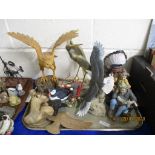 TRAY OF CAPO DI MONTE TYPE FIGURES, OTHER ORNAMENTS ETC