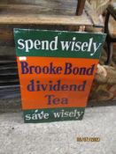 VINTAGE BROOKE BOND DIVIDEND TEA TIN SIGN, 75 X 50CM