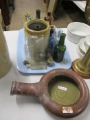 SLIPPER PAN, VARIOUS VINTGE APOTHECARY BOTTLES ETC