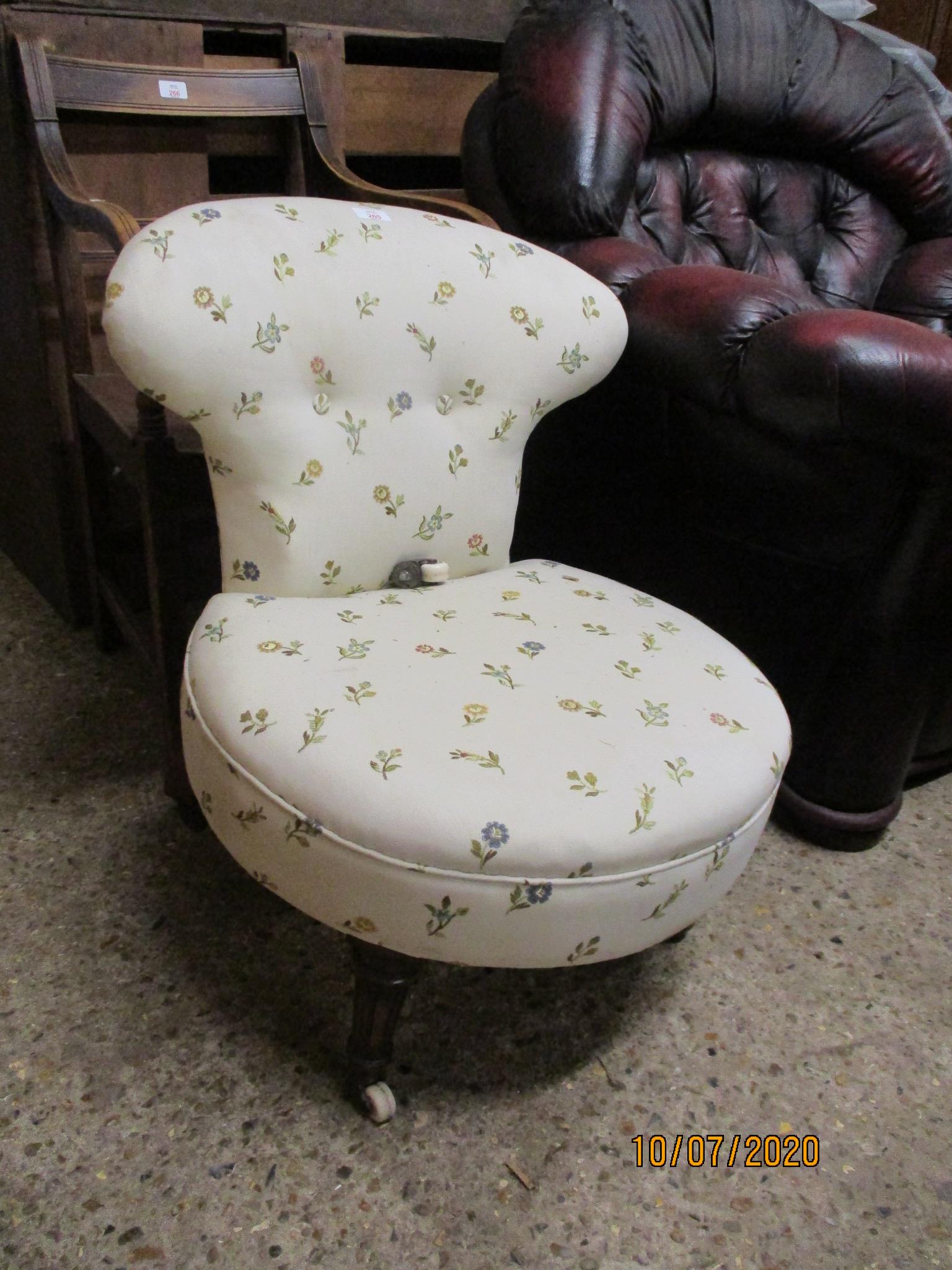 VICTORIAN FLORAL SPRIG UPHOLSTERED CHAIR