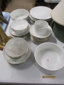 WHITE AND GILT EDGED POTTERY PART DINNER SERVICE