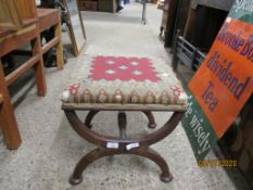 19TH CENTURY X-FRAME FOOT STOOL, 40CM WIDE