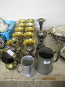 PEWTER TANKARDS, PLATED GOBLETS ETC