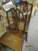 PAIR OF 19TH CENTURY SOLID SEAT HEPPLEWHITE STYLE DINING CHAIRS