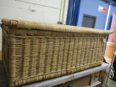 CANE WORK LARGE OTTOMAN OR LAUNDRY BASKET