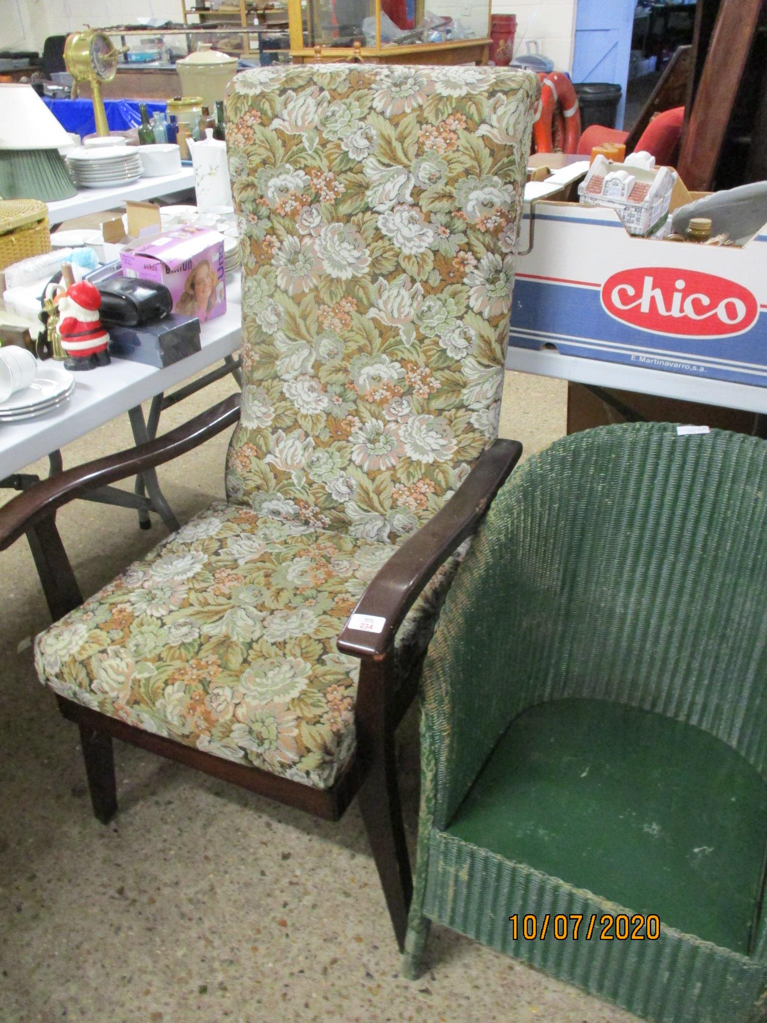 MODERN FLORAL UPHOLSTERED EASY CHAIR